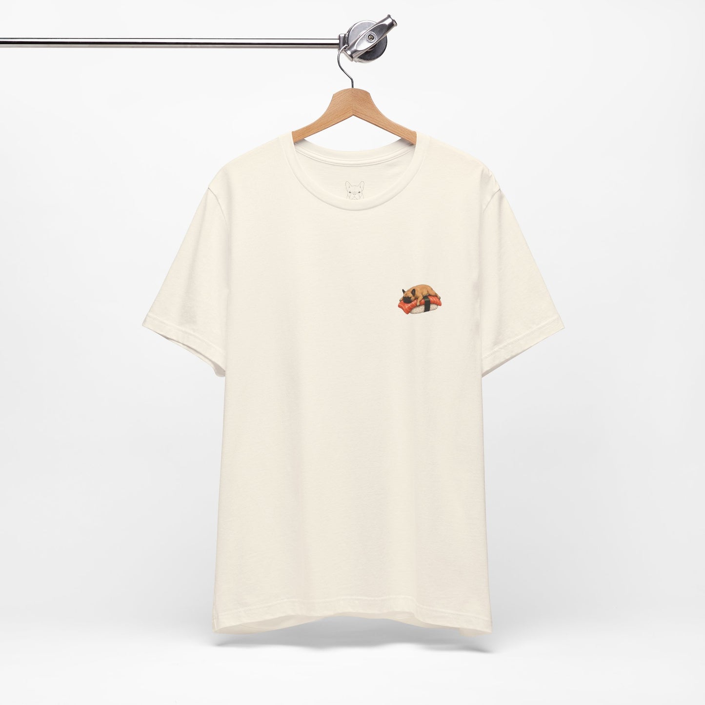 Fawn Frenchie Salmon Sushi Pocket Shirt Cute French Bulldog Sushi Tee Minimal Dog Lover Shirt