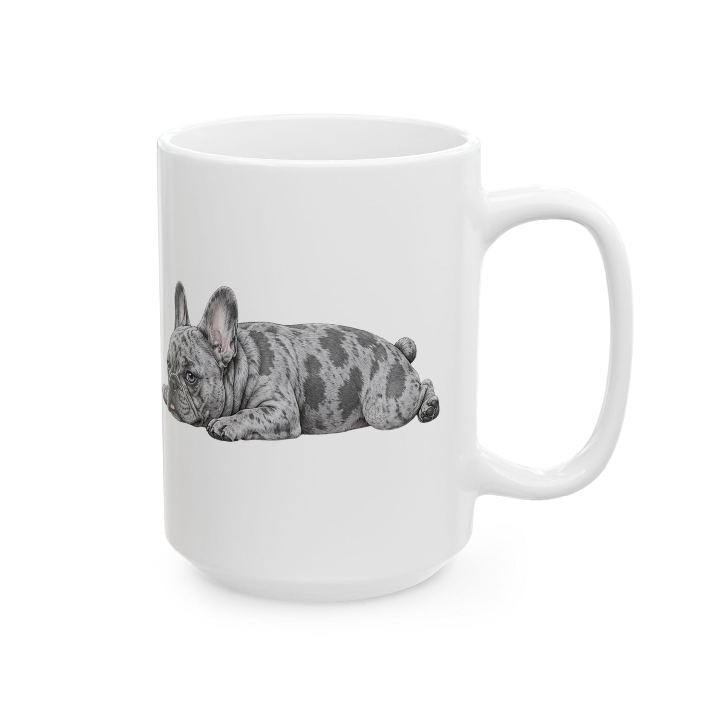 Cute Sleeping Tri Colour French Bulldog Mug Lazy Frenchie Coffee Cup French Bulldog Mug (11oz, 15oz)