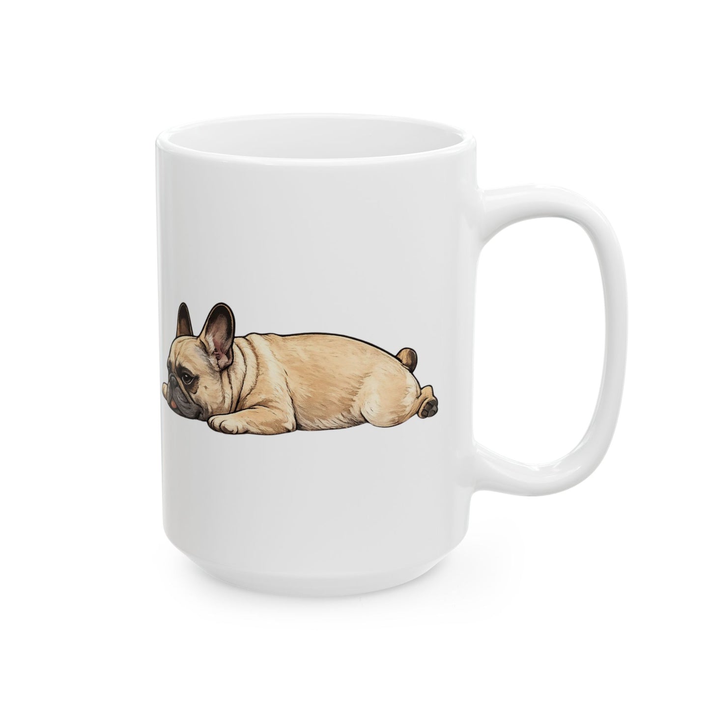 Cute Sleeping Fawn French Bulldog Mug Lazy Frenchie Coffee Cup French Bulldog Mug (11oz, 15oz)