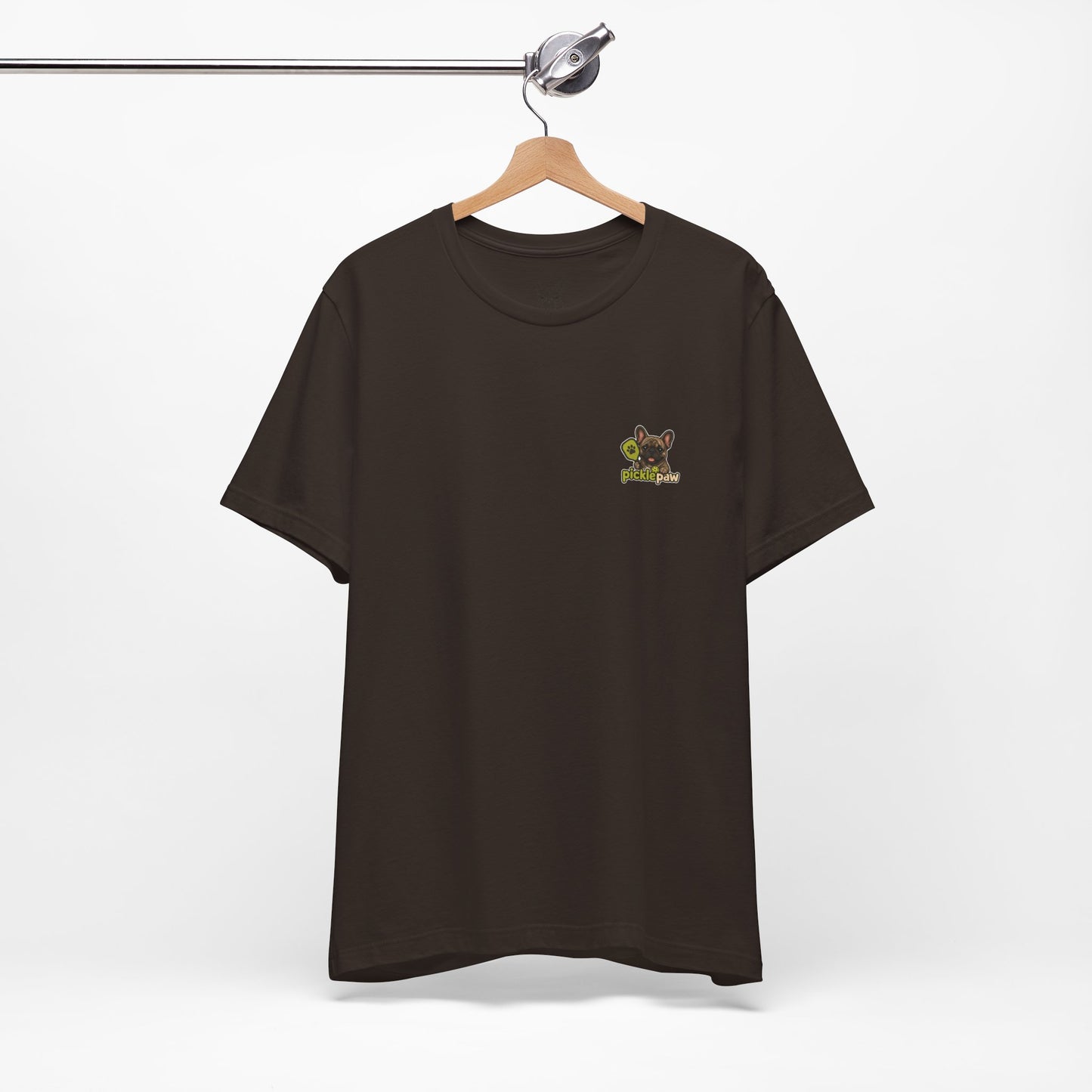 Brindle Frenchie Picklepaw Pocket Logo Shirt Cute French Bulldog Tee | Minimal Frenchie Shirt