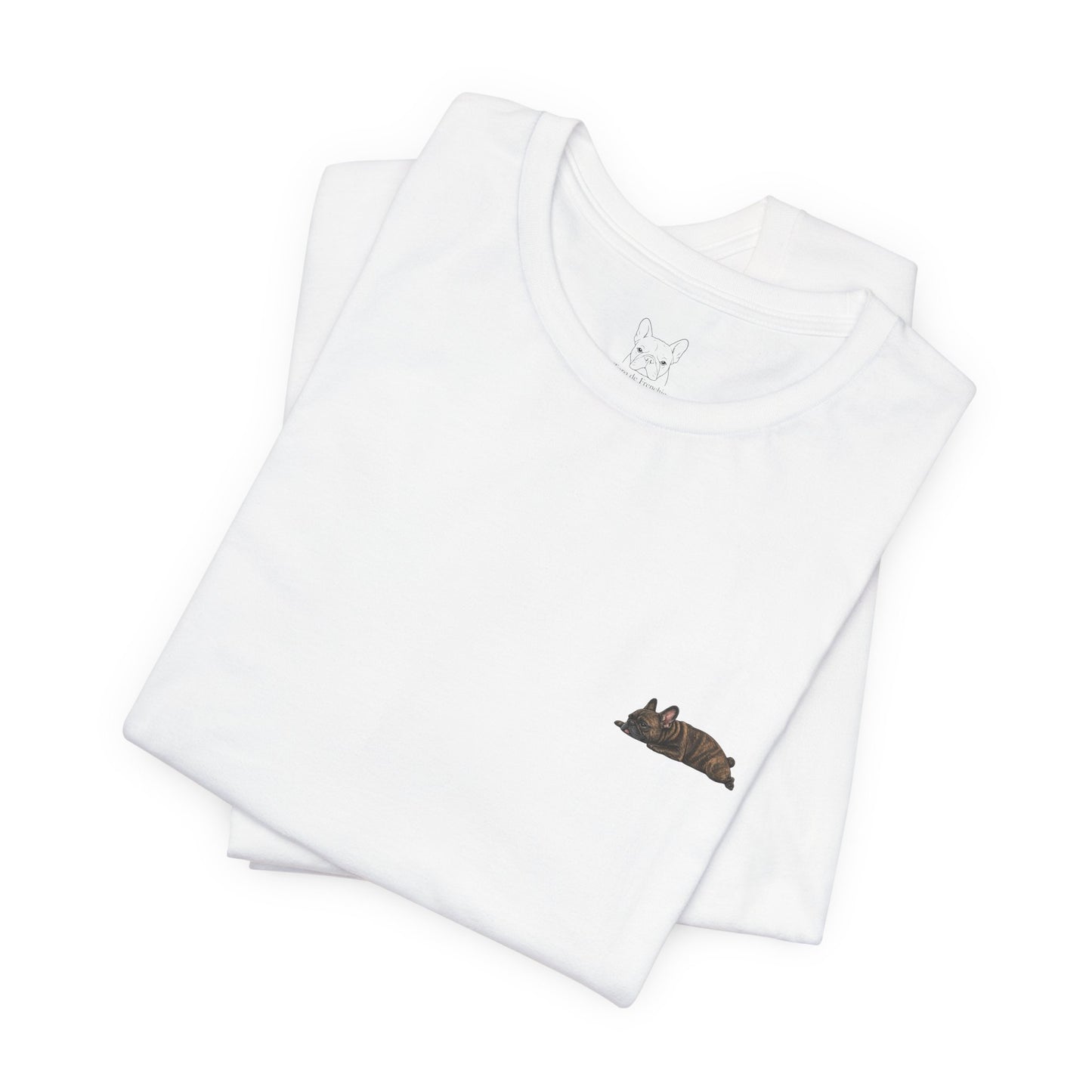 Minimal Sleeping Brindle French Bulldog Pocket Shirt Cute Frenchie Tee | French Bulldog Shirt