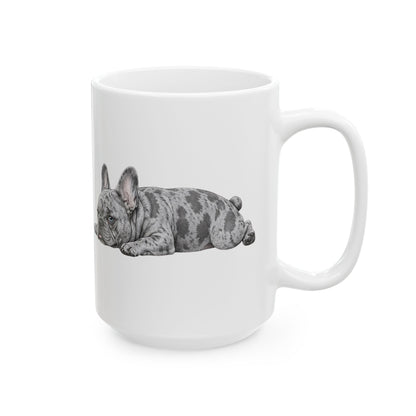 Cute Sleeping Tri Colour French Bulldog Mug Lazy Frenchie Coffee Cup  French Bulldog Mug (11oz, 15oz)