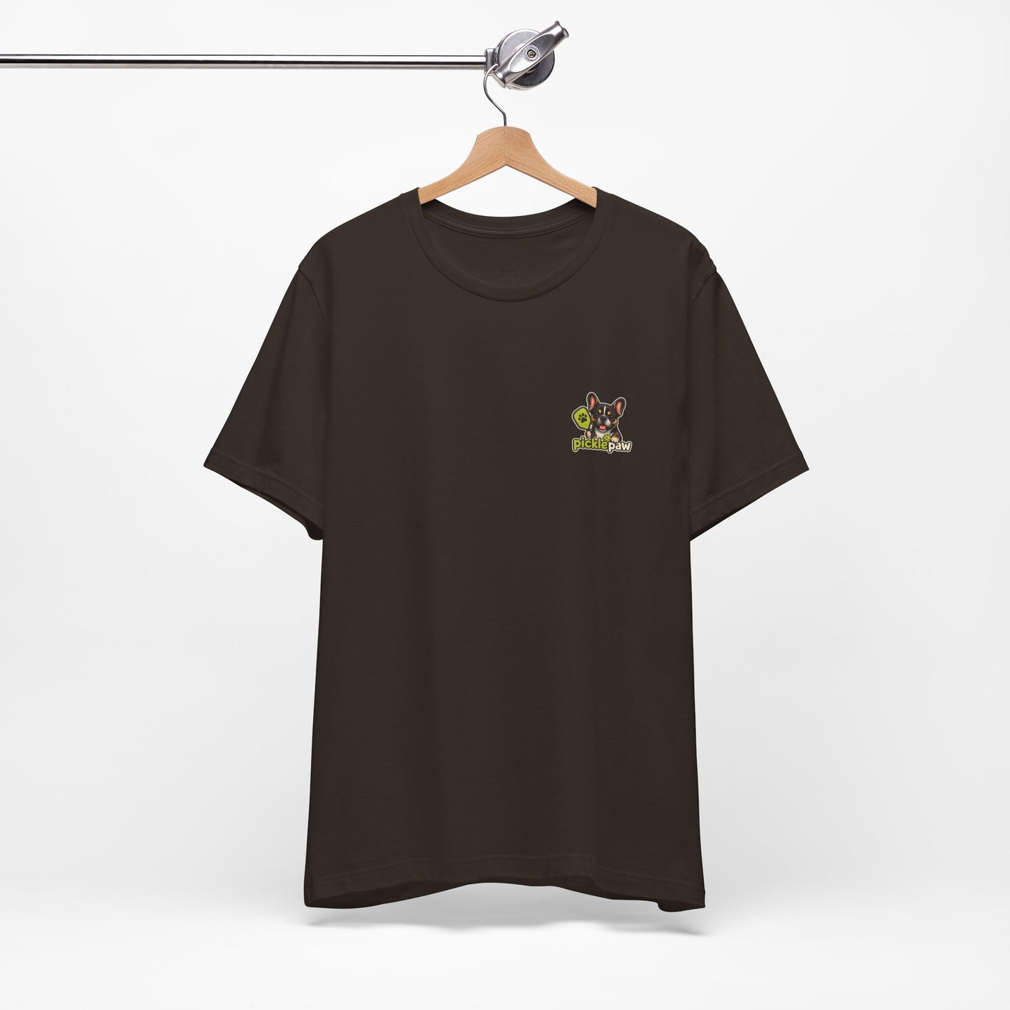 Black Brown Tri Color Frenchie Picklepaw Pocket Logo Shirt Cute French Bulldog Tee | Minimal Frenchie Shirt