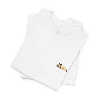 Minimal Fawn Sleeping French Bulldog Pocket Shirt Cute Frenchie Tee | French Bulldog Shirt