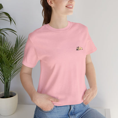 Minimal Fawn Sleeping French Bulldog Pocket Shirt Cute Frenchie Tee | French Bulldog Shirt
