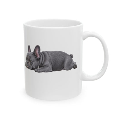 Cute Sleeping Blue French Bulldog Mug Lazy Frenchie Coffee Cup  French Bulldog Mug (11oz, 15oz)