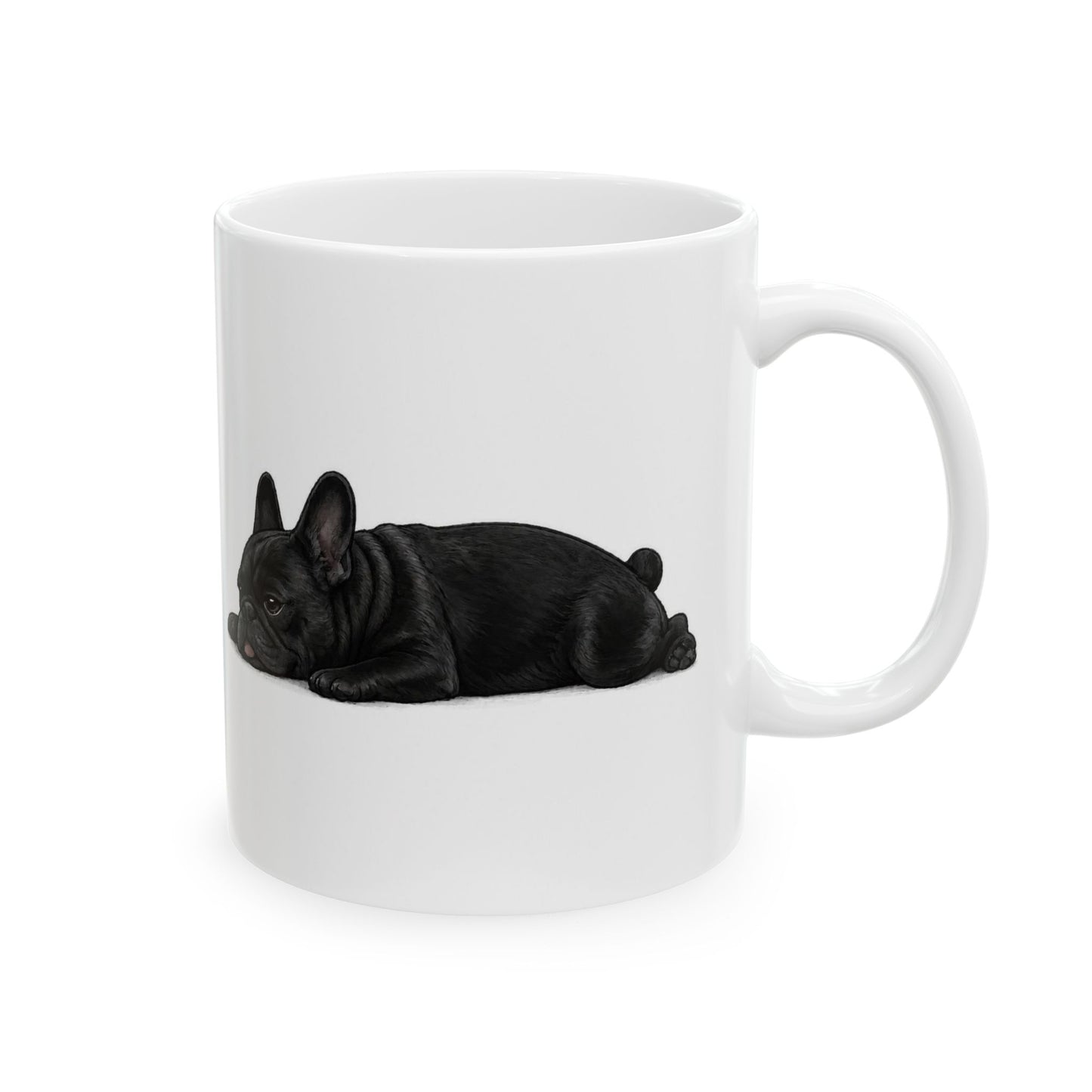 Cute Sleeping Black French Bulldog Mug Lazy Frenchie Coffee Cup  French Bulldog Mug (11oz, 15oz)