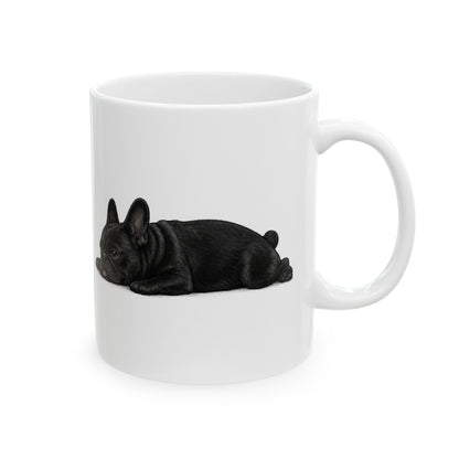 Cute Sleeping Black French Bulldog Mug Lazy Frenchie Coffee Cup  French Bulldog Mug (11oz, 15oz)