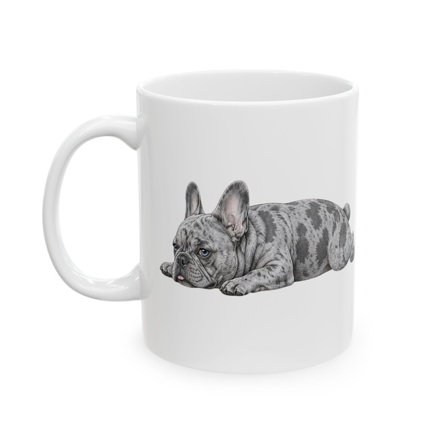 Cute Sleeping Tri Colour French Bulldog Mug Lazy Frenchie Coffee Cup  French Bulldog Mug (11oz, 15oz)
