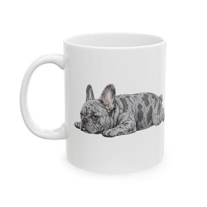 Cute Sleeping Tri Colour French Bulldog Mug Lazy Frenchie Coffee Cup  French Bulldog Mug (11oz, 15oz)