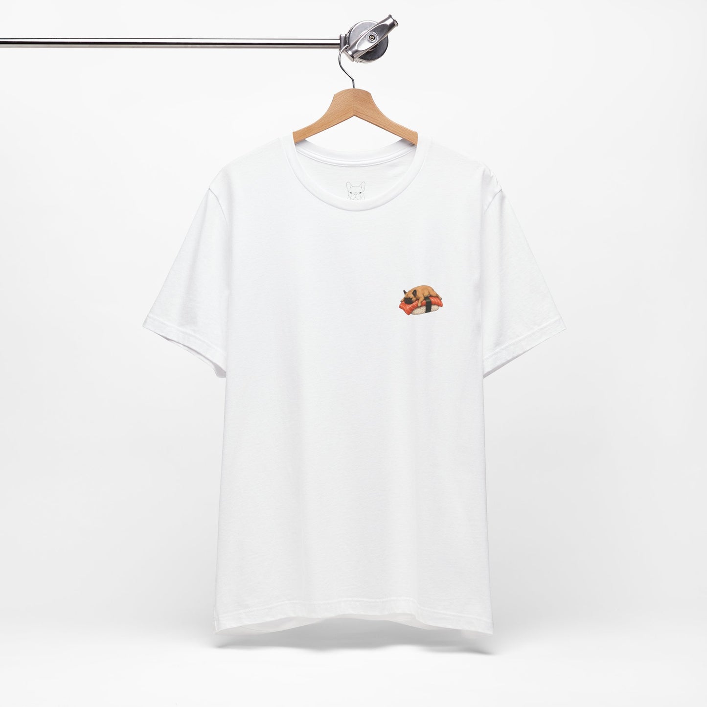 Fawn Frenchie Salmon Sushi Pocket Shirt Cute French Bulldog Sushi Tee  Minimal Dog Lover Shirt