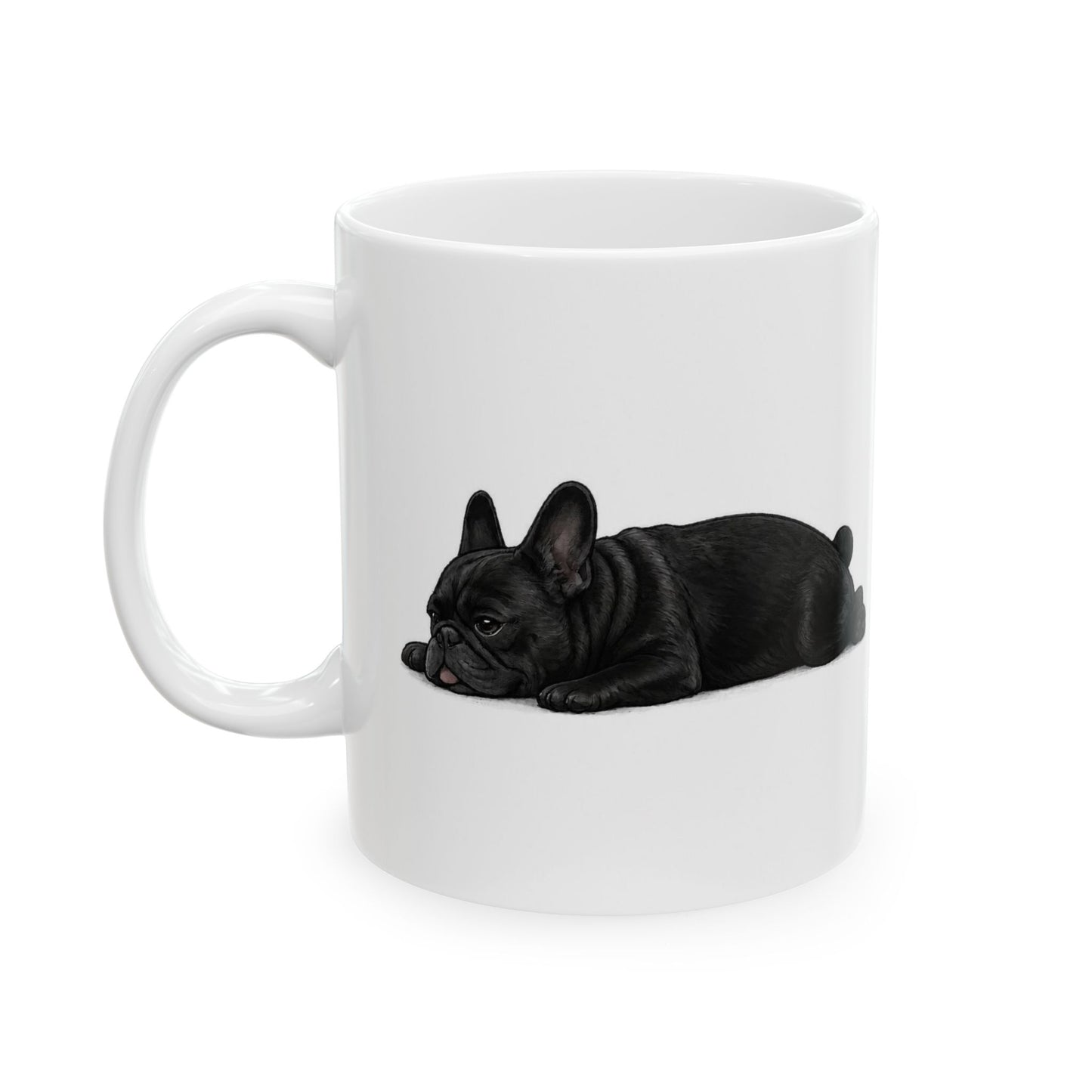Cute Sleeping Black French Bulldog Mug Lazy Frenchie Coffee Cup  French Bulldog Mug (11oz, 15oz)