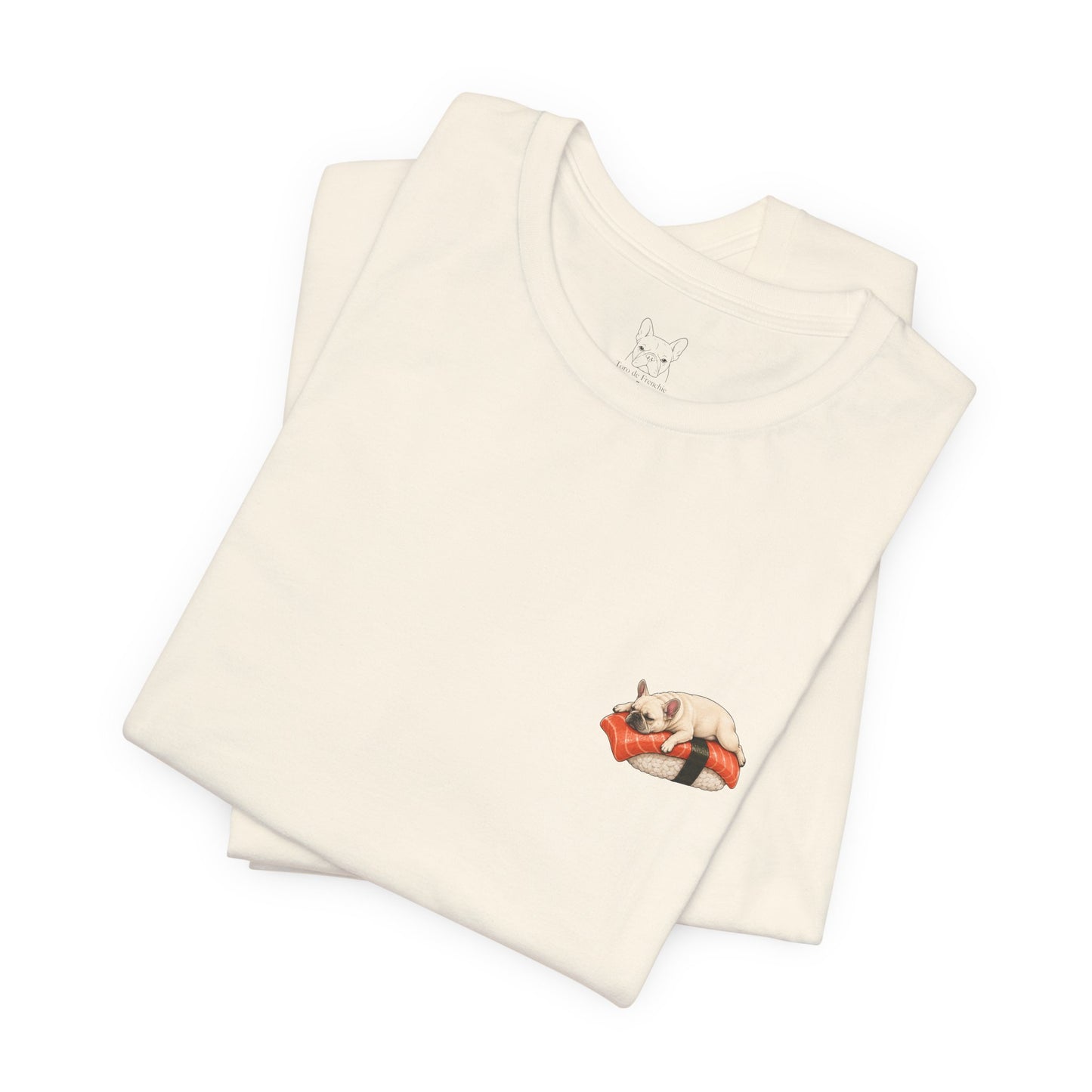 Cream Frenchie Salmon Sushi Pocket Shirt Cute French Bulldog Sushi Tee  Minimal Dog Lover Shirt