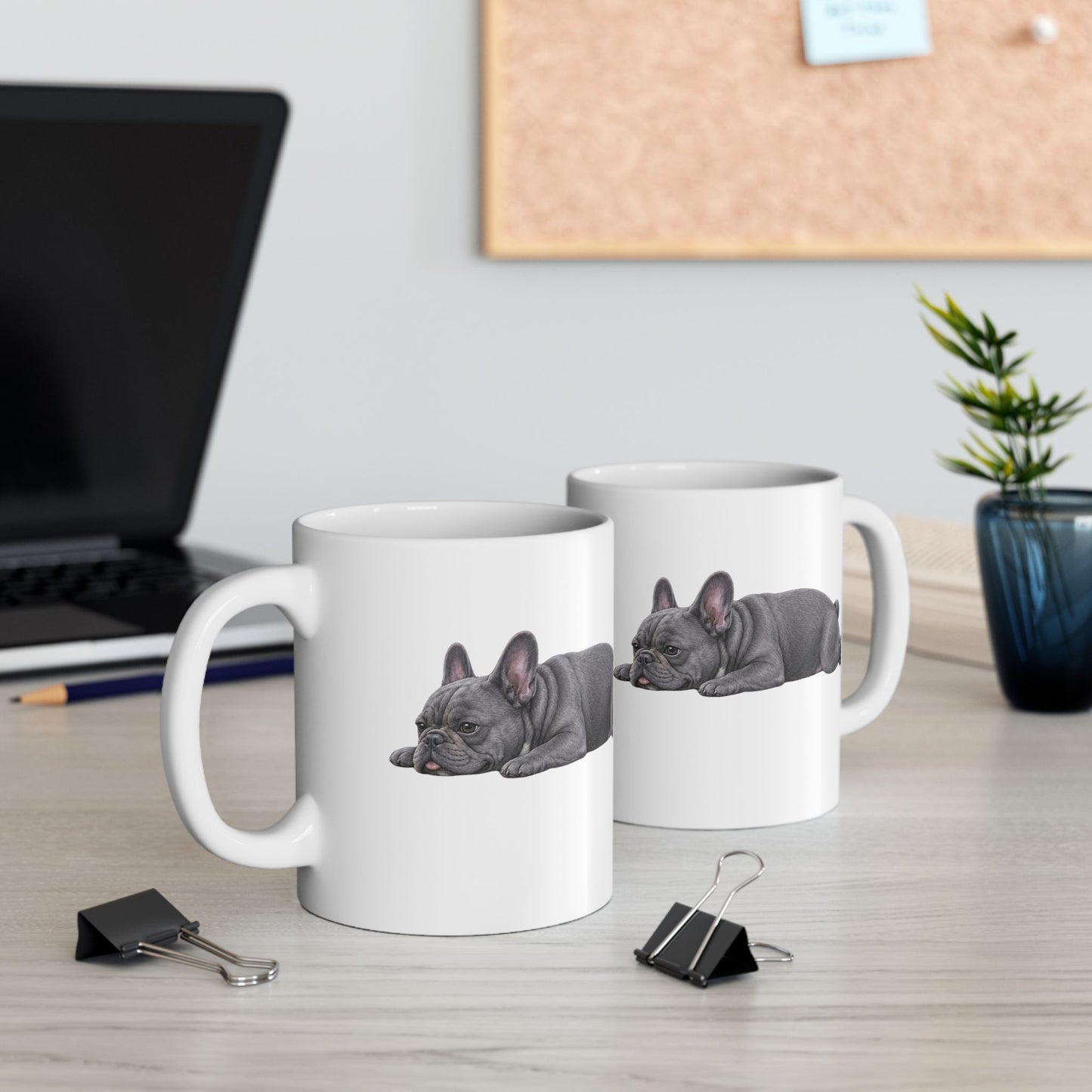 Cute Sleeping Blue French Bulldog Mug Lazy Frenchie Coffee Cup  French Bulldog Mug (11oz, 15oz)