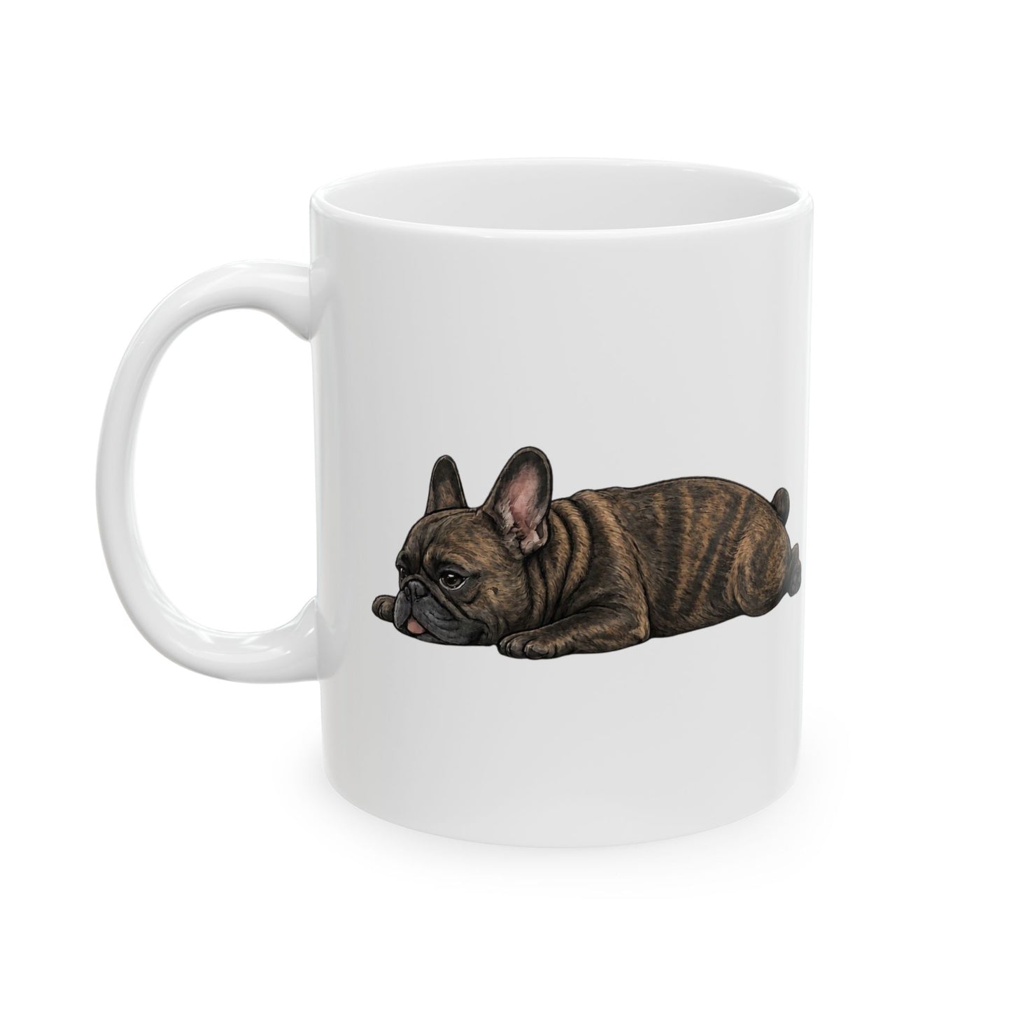 Cute Sleeping Brindle French Bulldog Mug Lazy Frenchie Coffee Cup  French Bulldog Mug (11oz, 15oz)