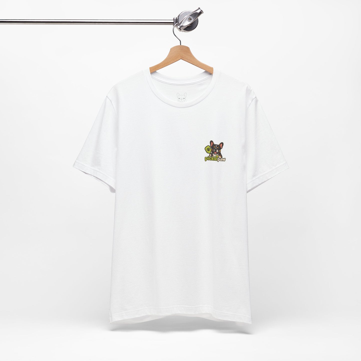 Black Brown Tri Color Frenchie Picklepaw Pocket Logo Shirt Cute French Bulldog Tee | Minimal Frenchie Shirt