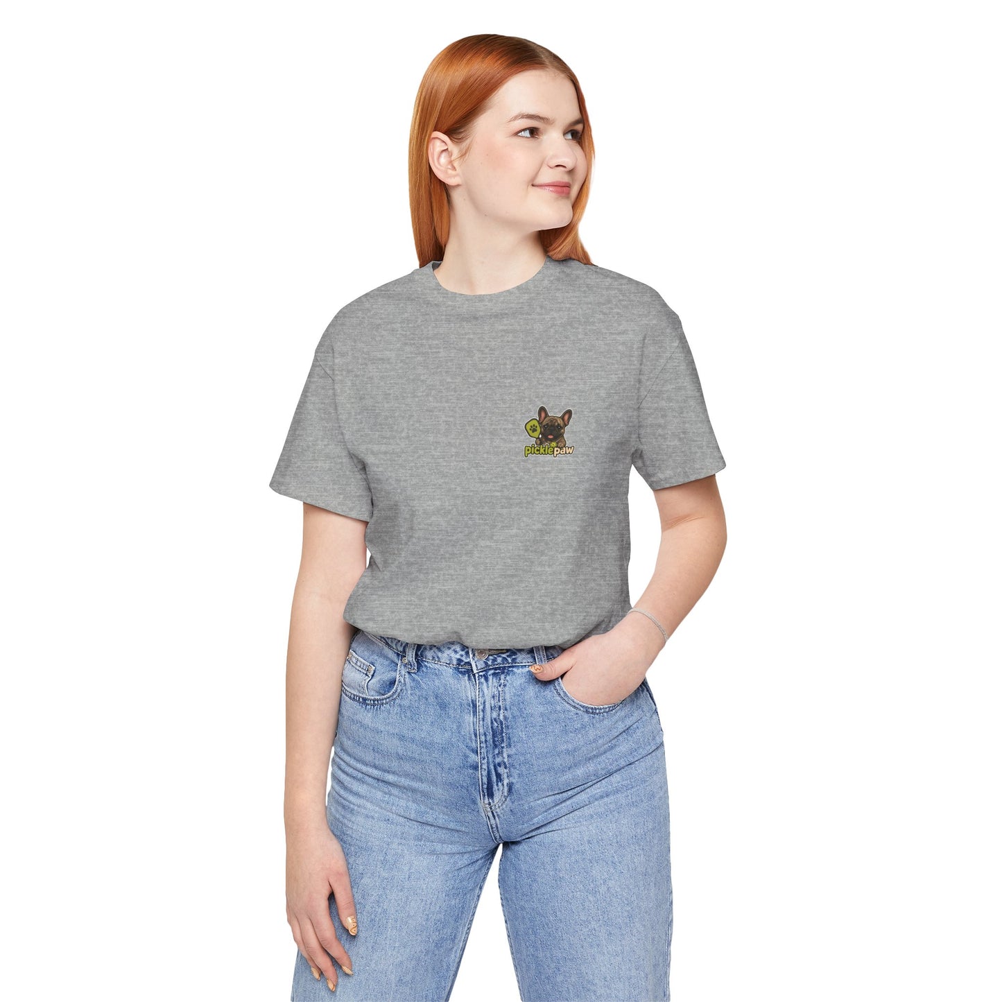 Brindle Frenchie Picklepaw Pocket Logo Shirt Cute French Bulldog Tee | Minimal Frenchie Shirt
