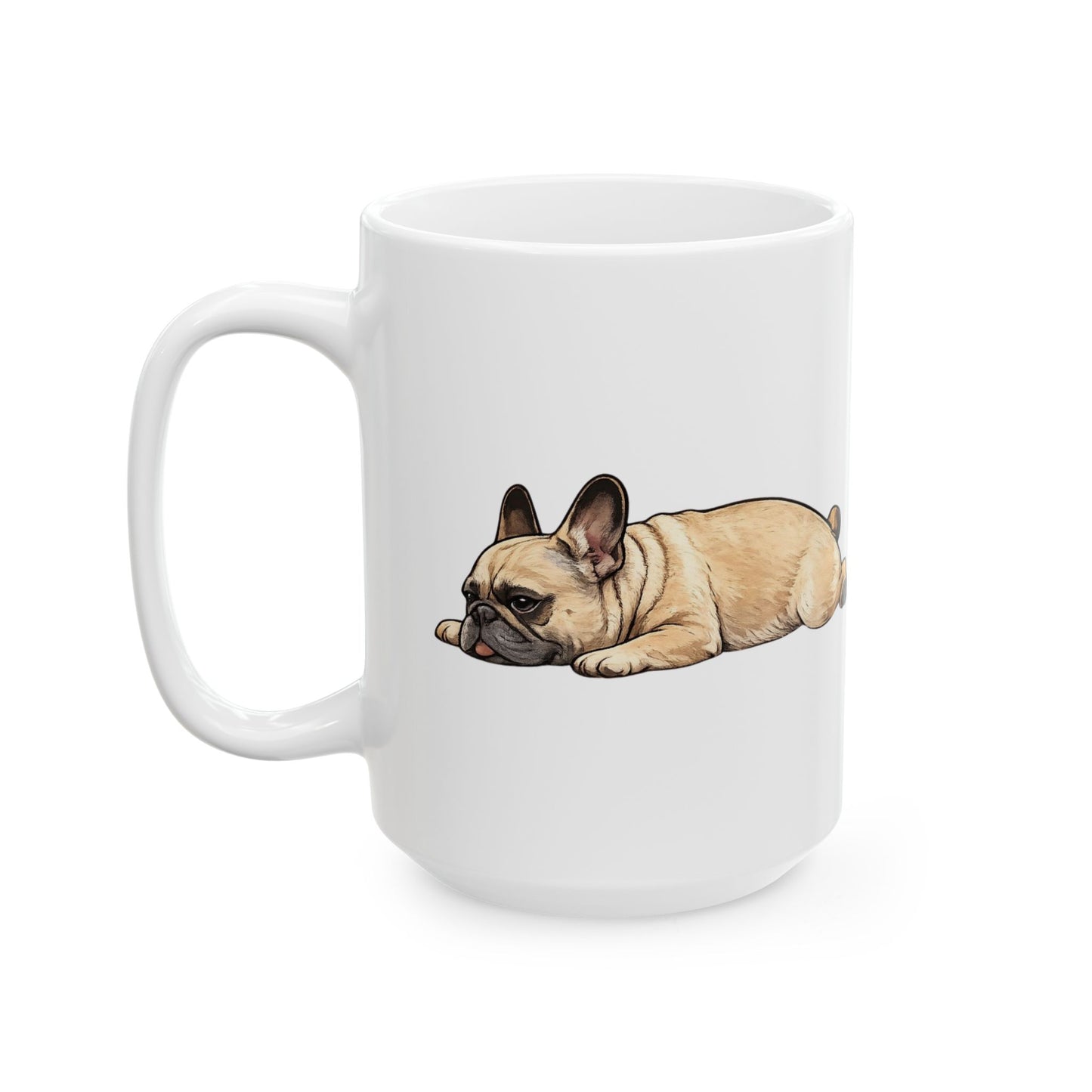 Cute Sleeping Fawn French Bulldog Mug Lazy Frenchie Coffee Cup  French Bulldog Mug (11oz, 15oz)