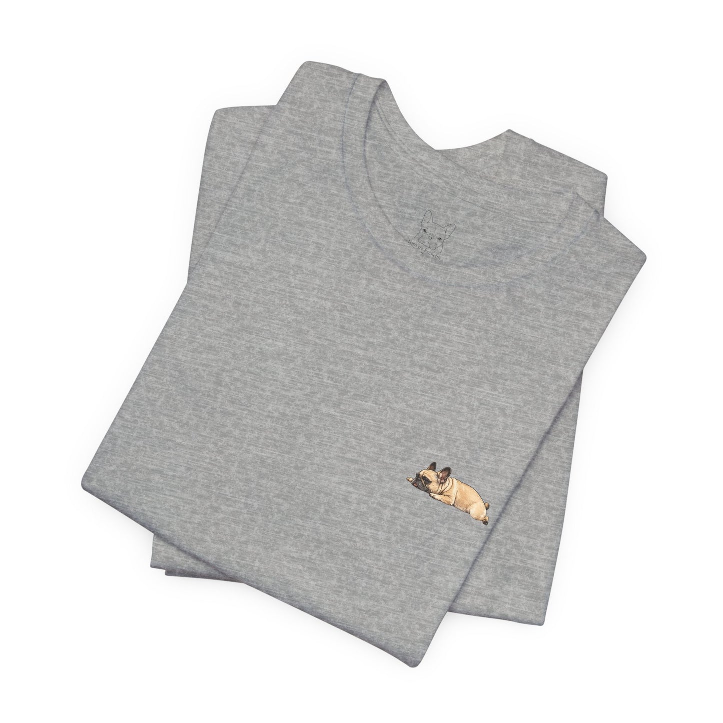 Minimal Fawn Sleeping French Bulldog Pocket Shirt Cute Frenchie Tee | French Bulldog Shirt