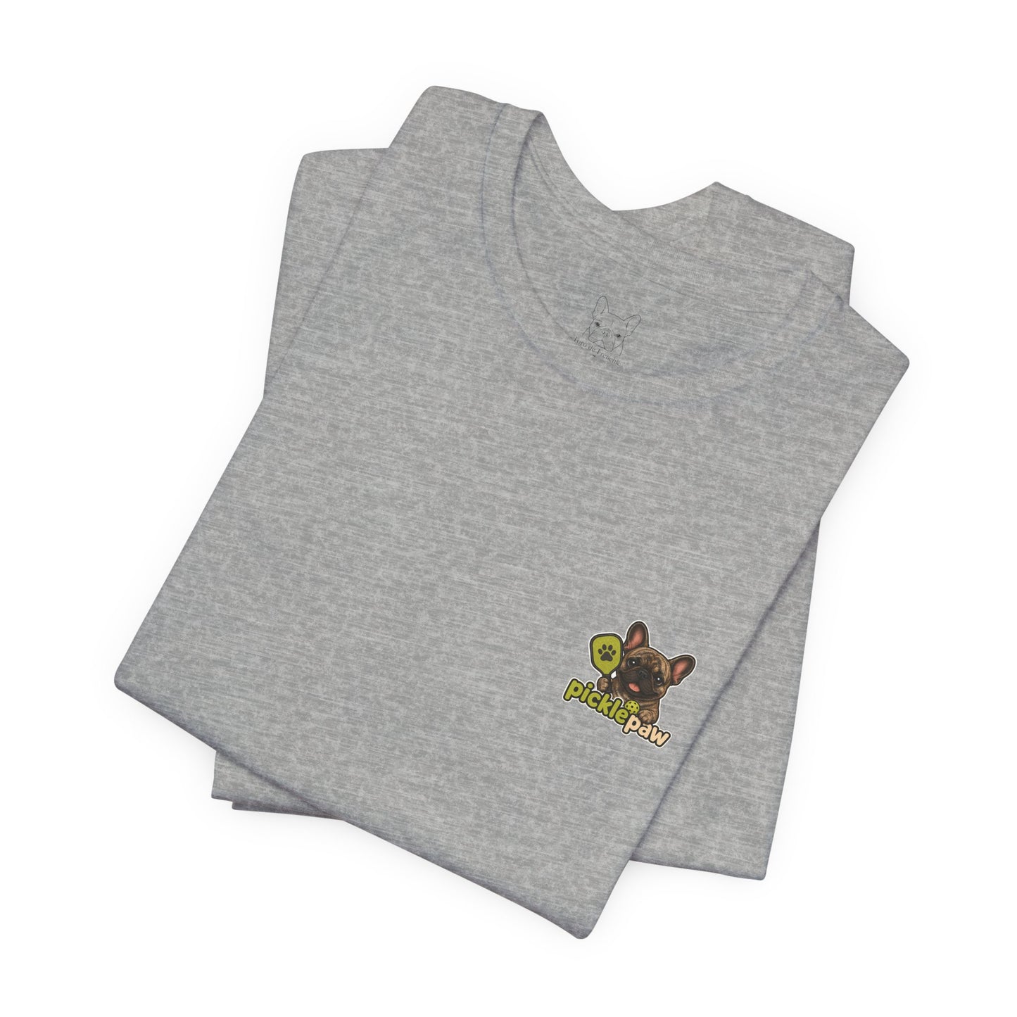 Brindle Frenchie Picklepaw Pocket Logo Shirt Cute French Bulldog Tee | Minimal Frenchie Shirt