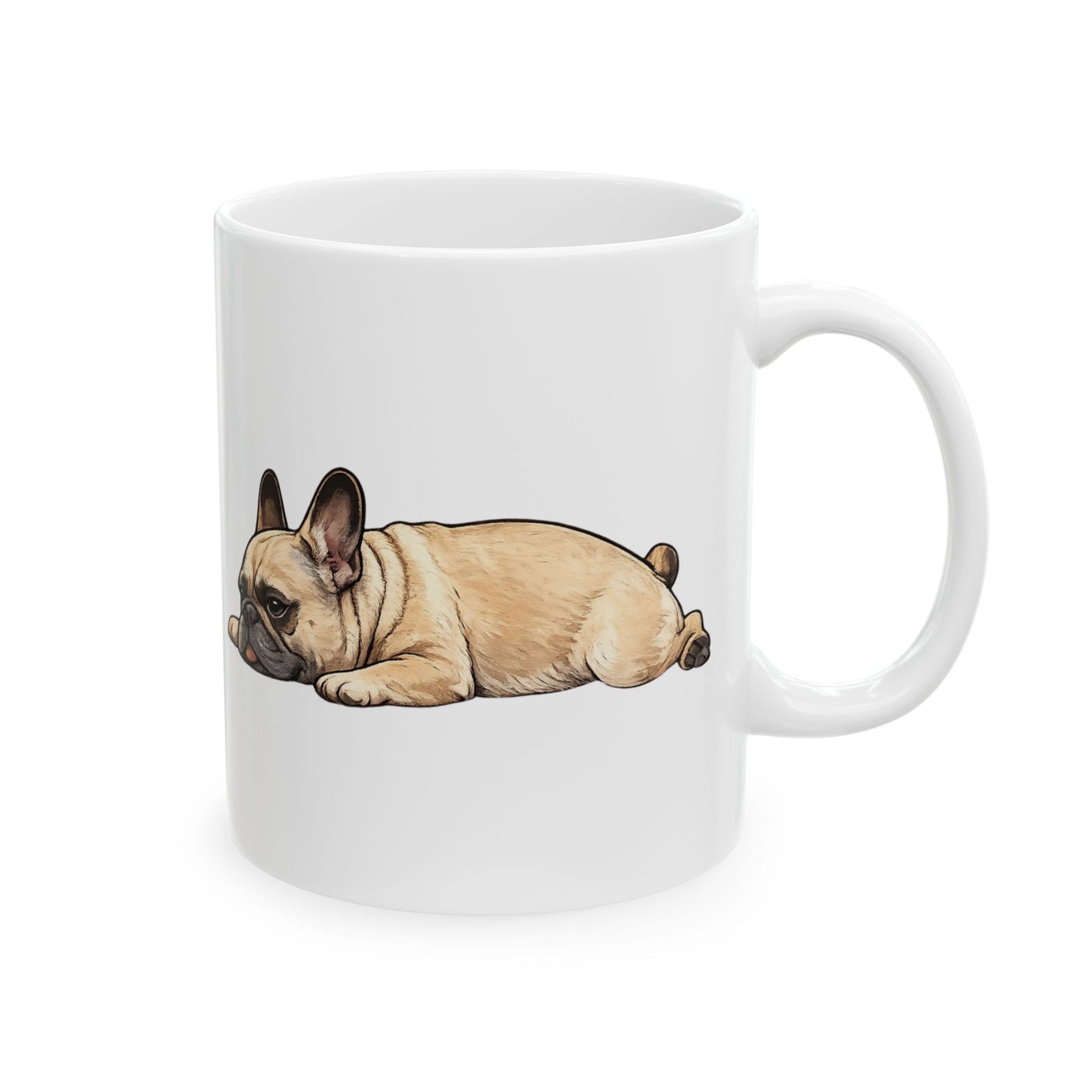 Cute Sleeping Fawn French Bulldog Mug Lazy Frenchie Coffee Cup  French Bulldog Mug (11oz, 15oz)