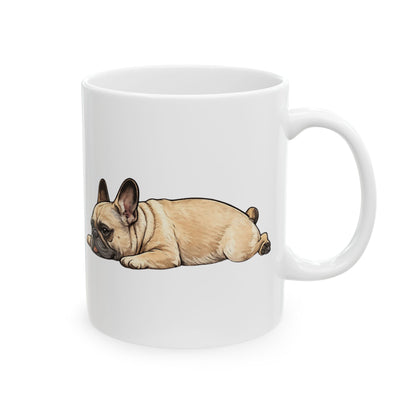 Cute Sleeping Fawn French Bulldog Mug Lazy Frenchie Coffee Cup  French Bulldog Mug (11oz, 15oz)