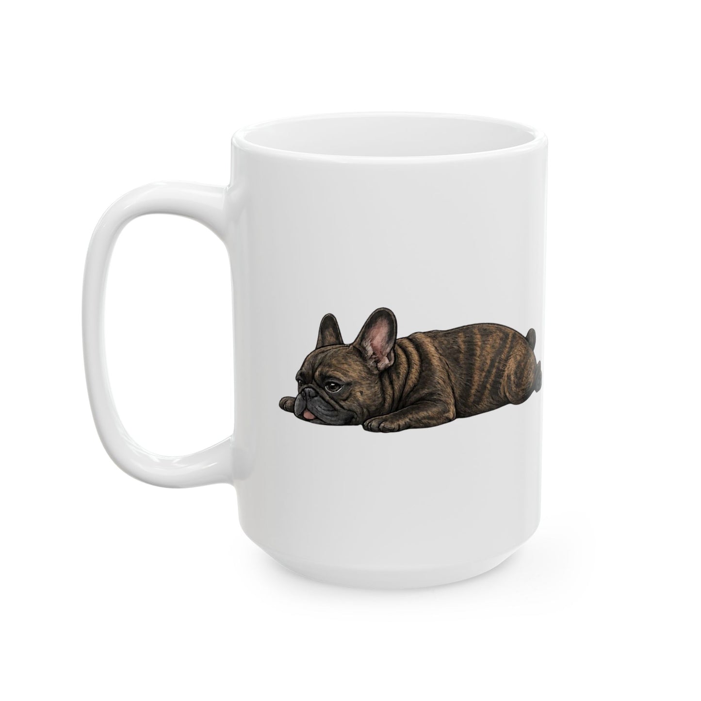 Cute Sleeping Brindle French Bulldog Mug Lazy Frenchie Coffee Cup  French Bulldog Mug (11oz, 15oz)