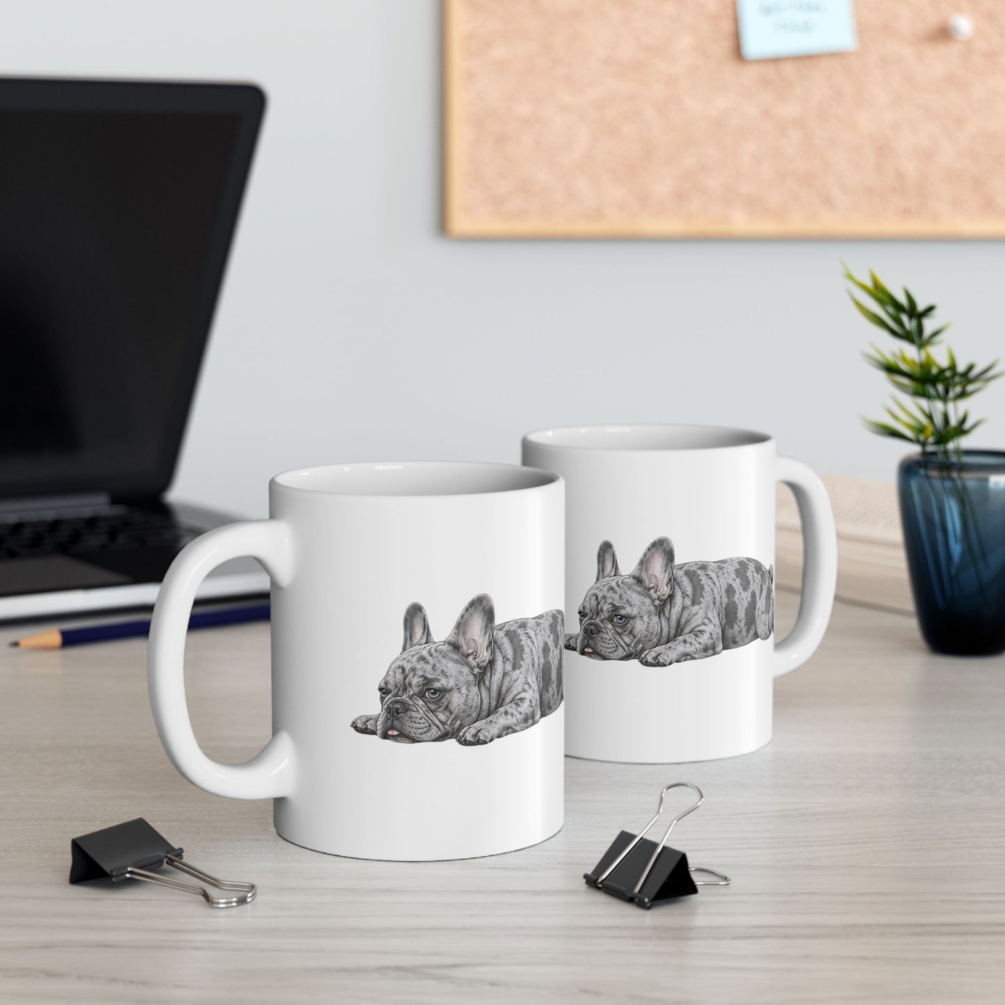 Cute Sleeping Tri Colour French Bulldog Mug Lazy Frenchie Coffee Cup  French Bulldog Mug (11oz, 15oz)