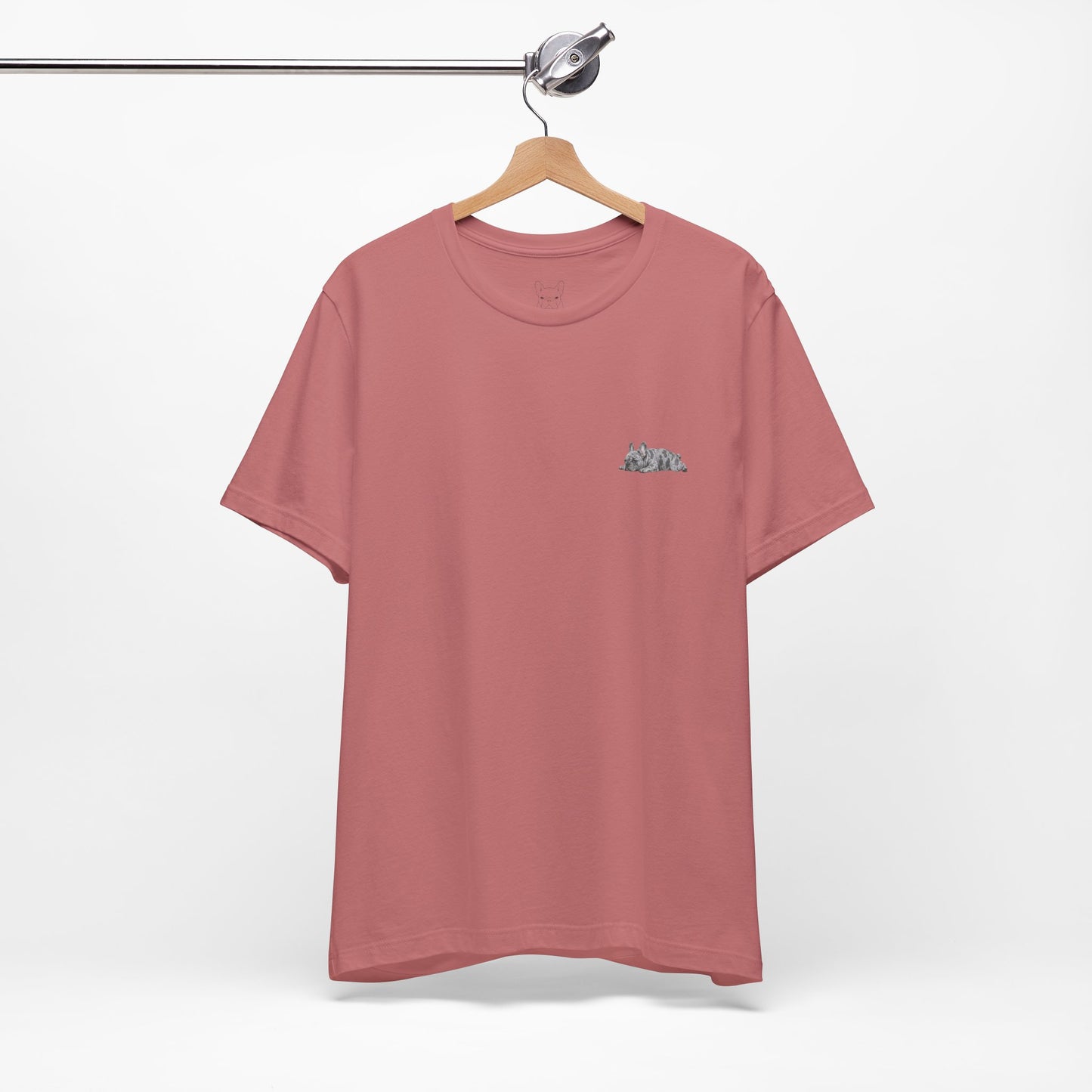 Minimal Sleeping Blue Tri Color French Bulldog Pocket Shirt Cute Frenchie Tee | French Bulldog Shirt