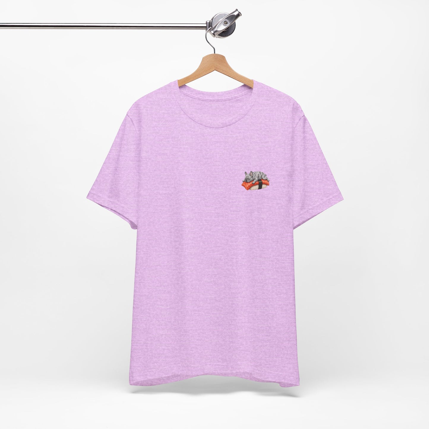 Blue Tri Frenchie Salmon Sushi Pocket Shirt Cute French Bulldog Sushi Tee  Minimal Dog Lover Shirt