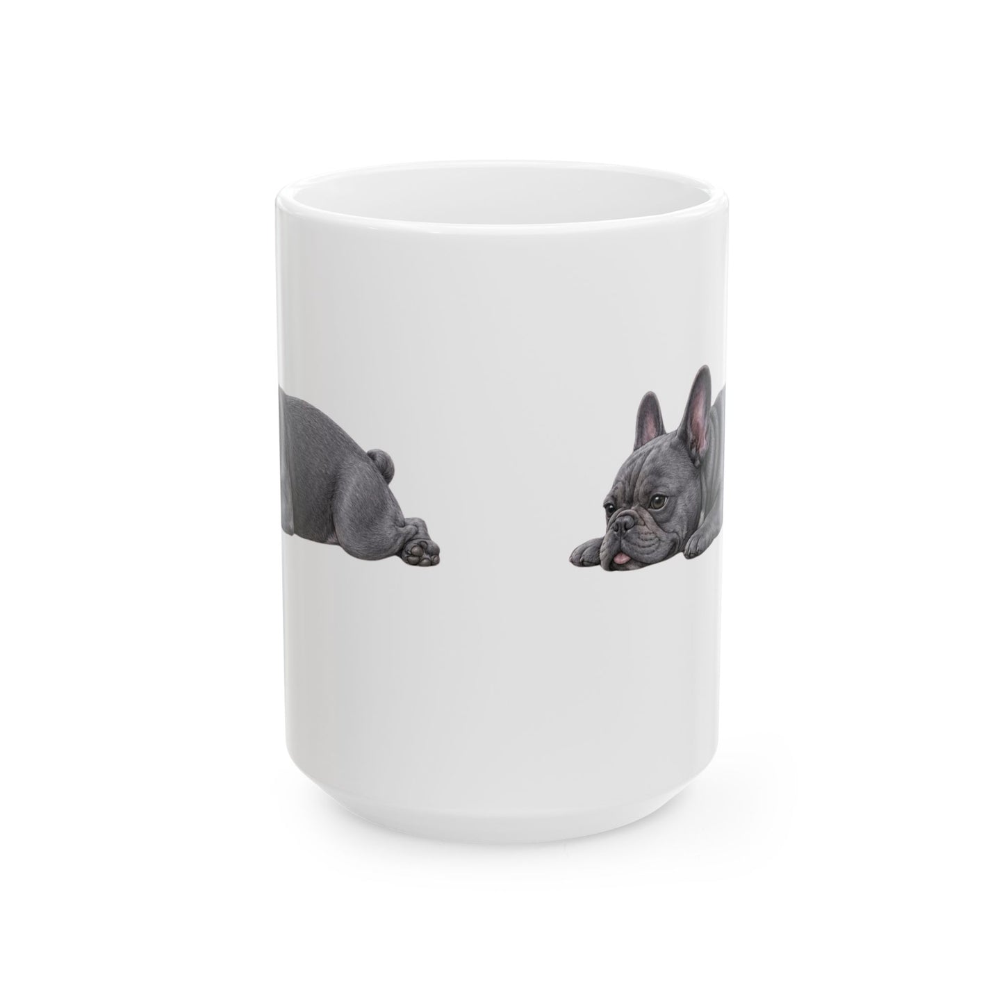 Cute Sleeping Blue French Bulldog Mug Lazy Frenchie Coffee Cup  French Bulldog Mug (11oz, 15oz)