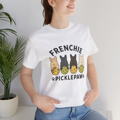 Frenchie Picklepaw Back Shirt Cute French Bulldog Pickleball Tee | Frenchie Pickleball Shirt
