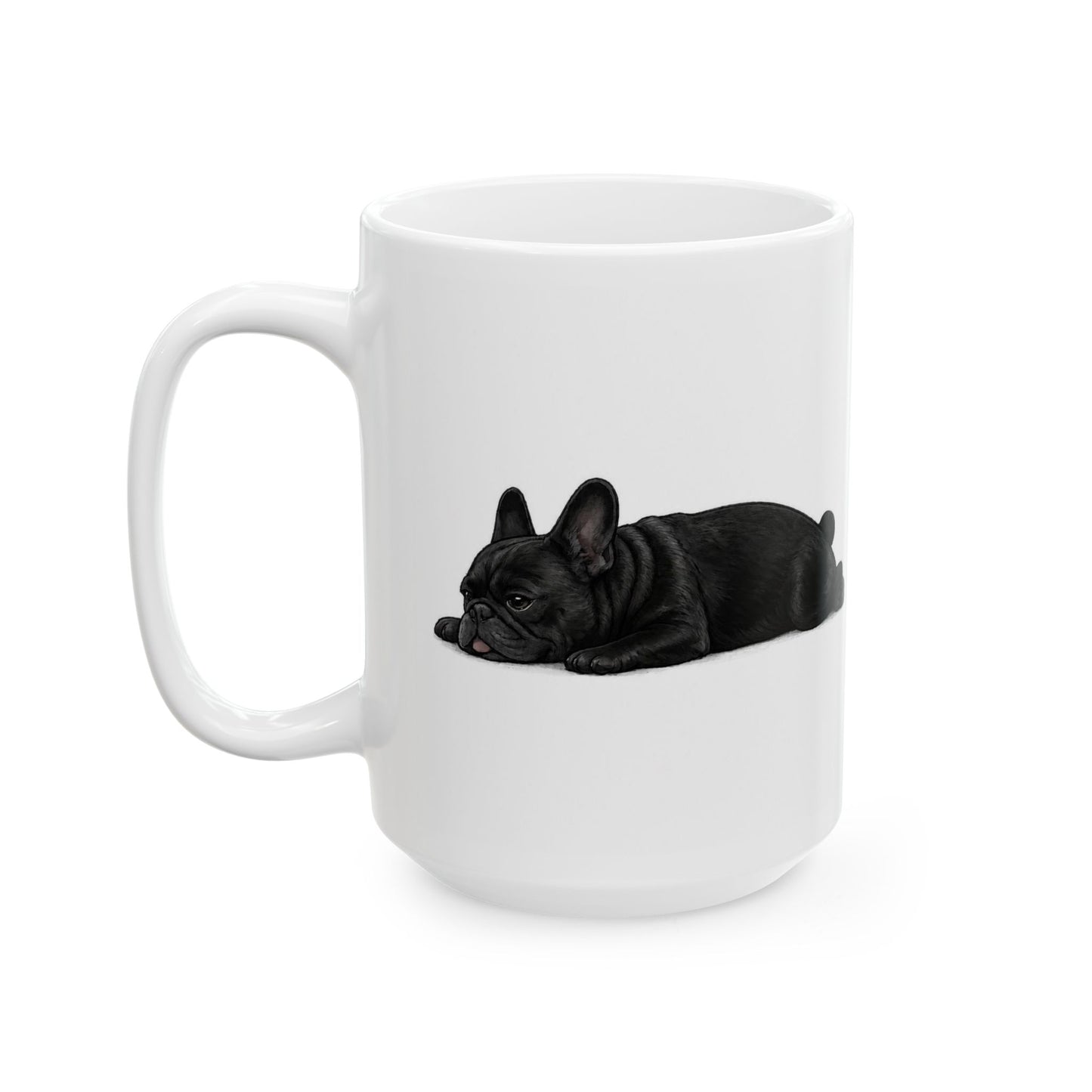 Cute Sleeping Black French Bulldog Mug Lazy Frenchie Coffee Cup  French Bulldog Mug (11oz, 15oz)