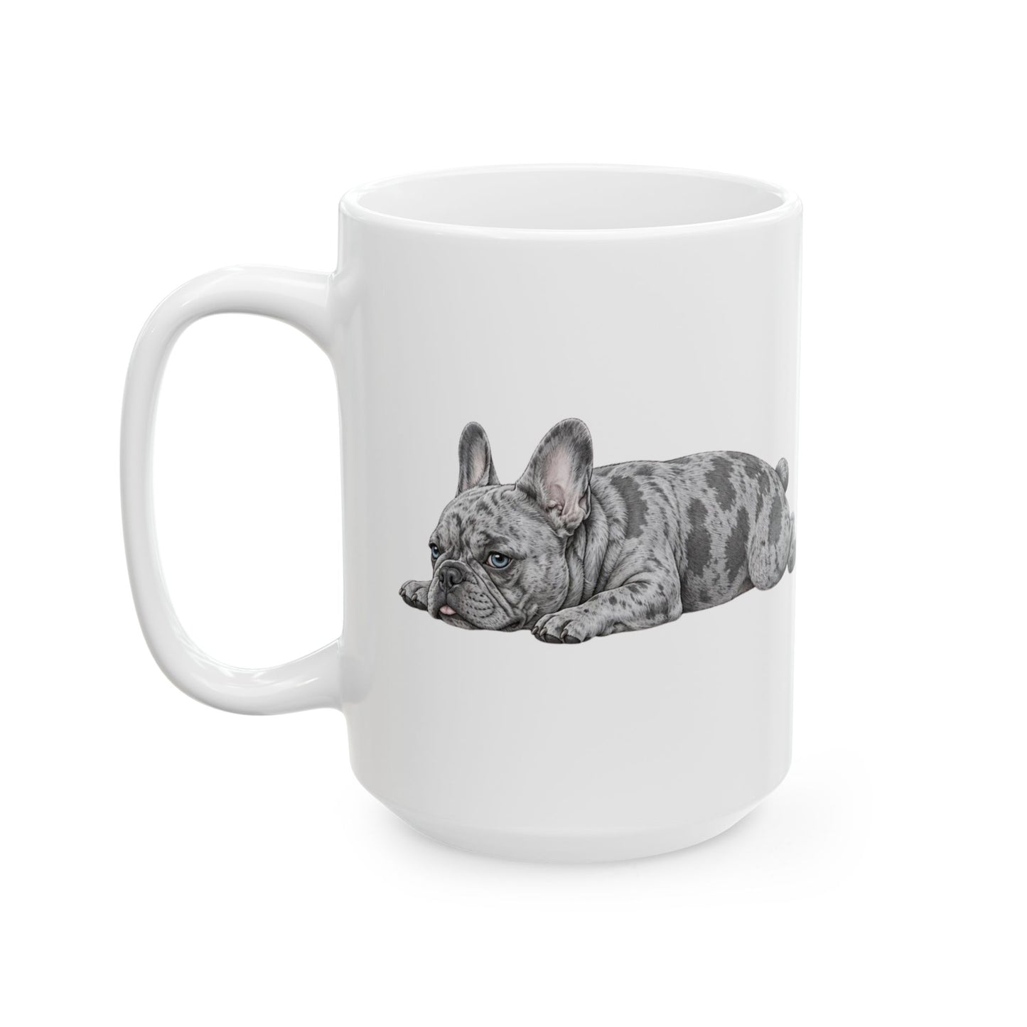 Cute Sleeping Tri Colour French Bulldog Mug Lazy Frenchie Coffee Cup  French Bulldog Mug (11oz, 15oz)