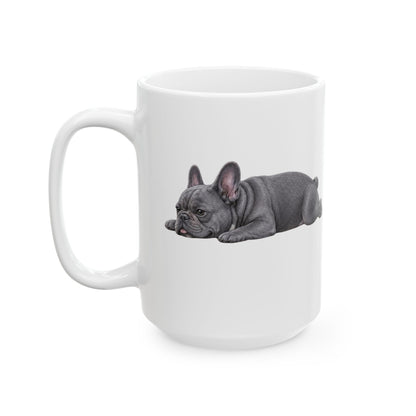 Cute Sleeping Blue French Bulldog Mug Lazy Frenchie Coffee Cup  French Bulldog Mug (11oz, 15oz)