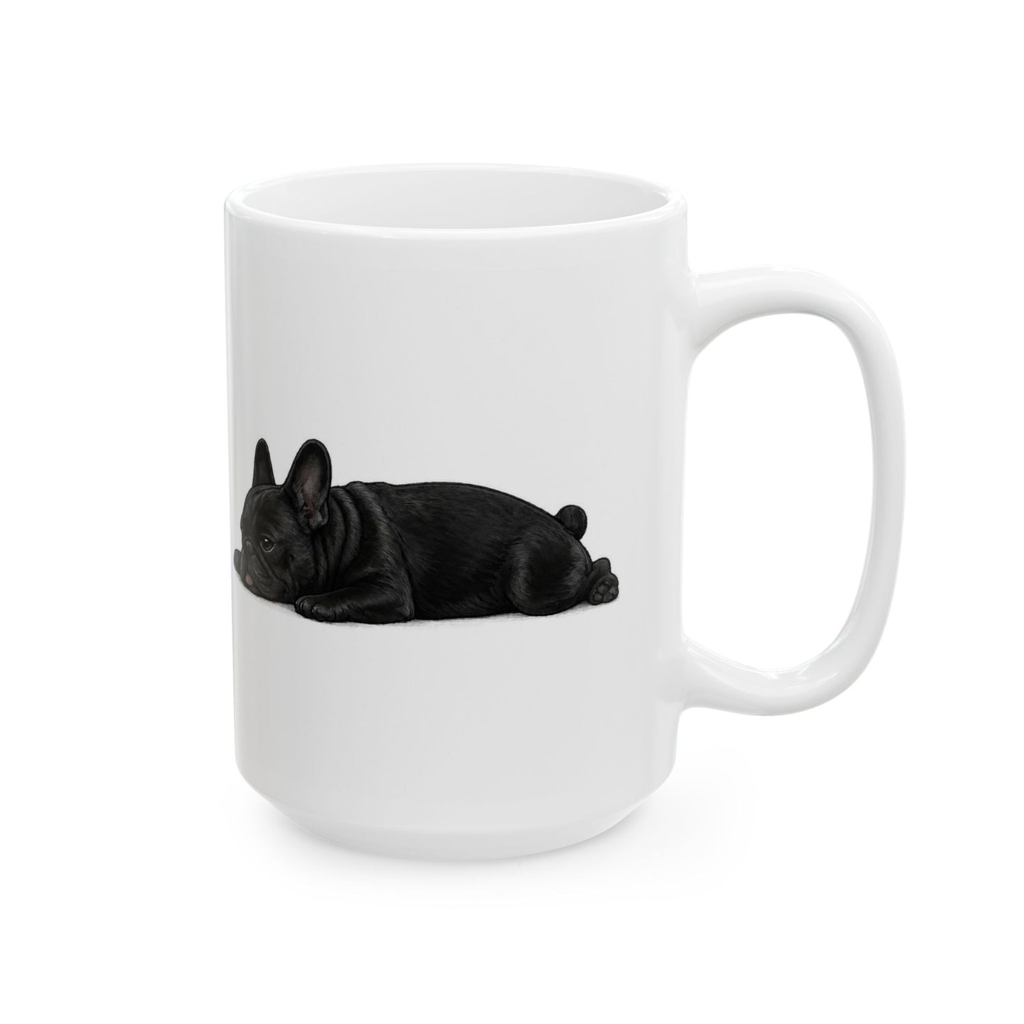 Cute Sleeping Black French Bulldog Mug Lazy Frenchie Coffee Cup  French Bulldog Mug (11oz, 15oz)