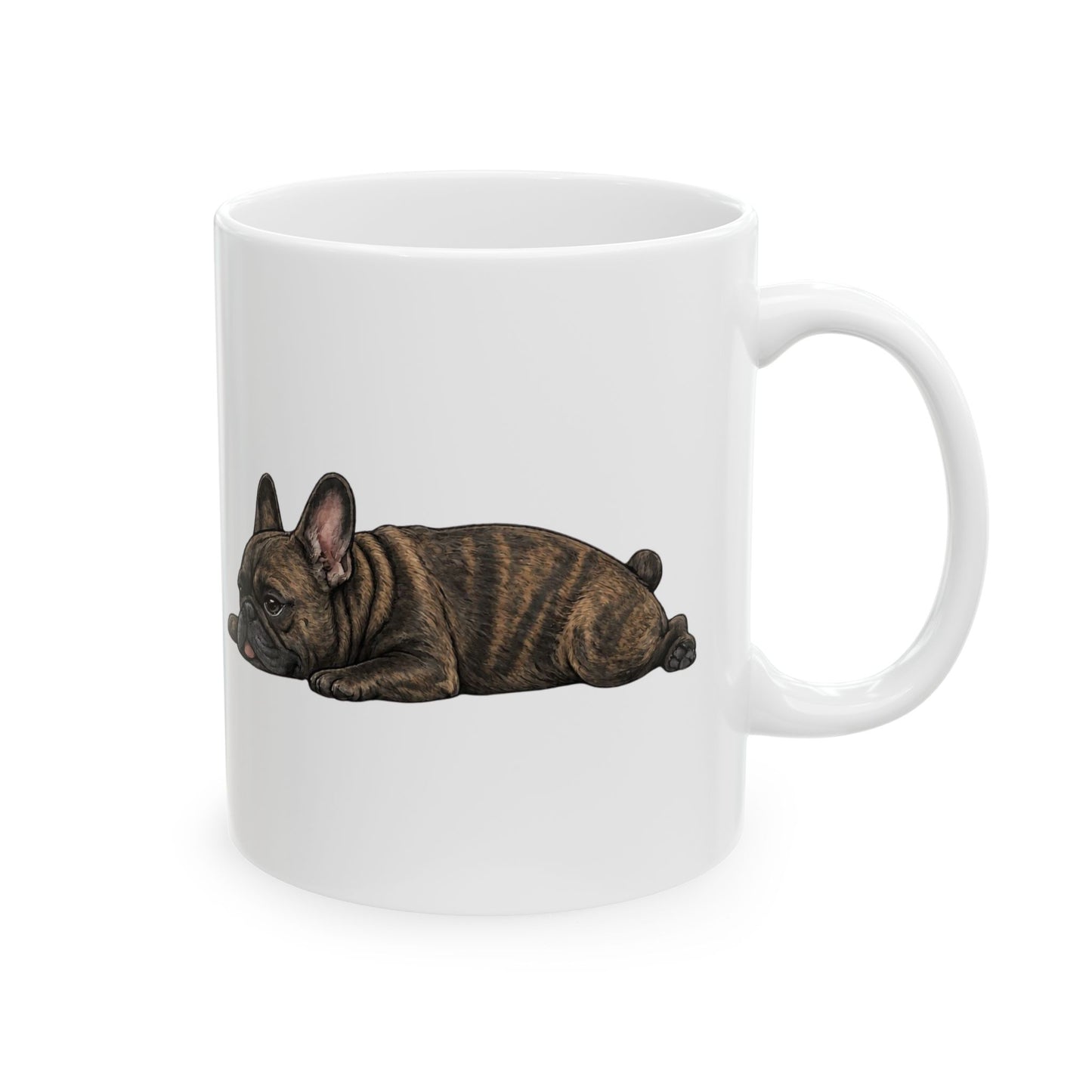 Cute Sleeping Brindle French Bulldog Mug Lazy Frenchie Coffee Cup  French Bulldog Mug (11oz, 15oz)