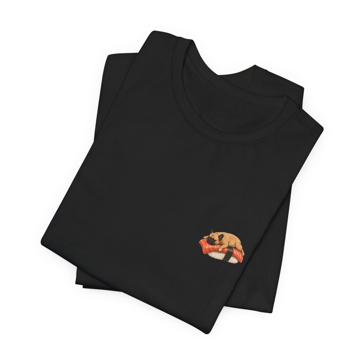 Fawn Frenchie Salmon Sushi Pocket Shirt Cute French Bulldog Sushi Tee  Minimal Dog Lover Shirt