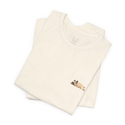 Minimal Fawn Sleeping French Bulldog Pocket Shirt Cute Frenchie Tee | French Bulldog Shirt
