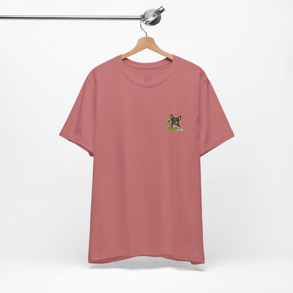 Black Brown Tri Color Frenchie Picklepaw Pocket Logo Shirt Cute French Bulldog Tee | Minimal Frenchie Shirt