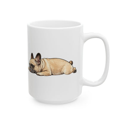 Cute Sleeping Fawn French Bulldog Mug Lazy Frenchie Coffee Cup  French Bulldog Mug (11oz, 15oz)