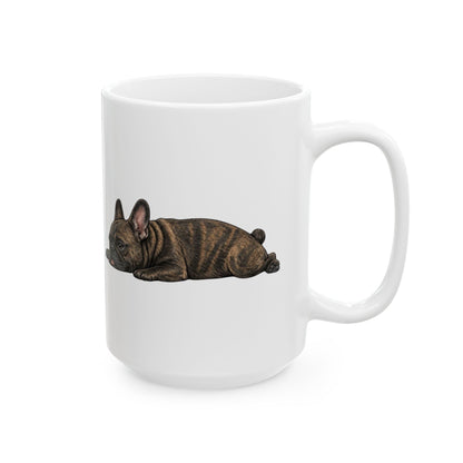 Cute Sleeping Brindle French Bulldog Mug Lazy Frenchie Coffee Cup  French Bulldog Mug (11oz, 15oz)