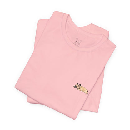 Minimal Fawn Sleeping French Bulldog Pocket Shirt Cute Frenchie Tee | French Bulldog Shirt