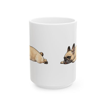 Cute Sleeping Fawn French Bulldog Mug Lazy Frenchie Coffee Cup  French Bulldog Mug (11oz, 15oz)