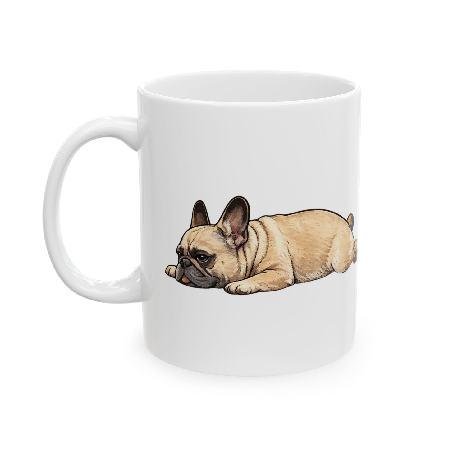 Cute Sleeping Fawn French Bulldog Mug Lazy Frenchie Coffee Cup  French Bulldog Mug (11oz, 15oz)