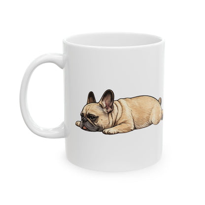 Cute Sleeping Fawn French Bulldog Mug Lazy Frenchie Coffee Cup  French Bulldog Mug (11oz, 15oz)