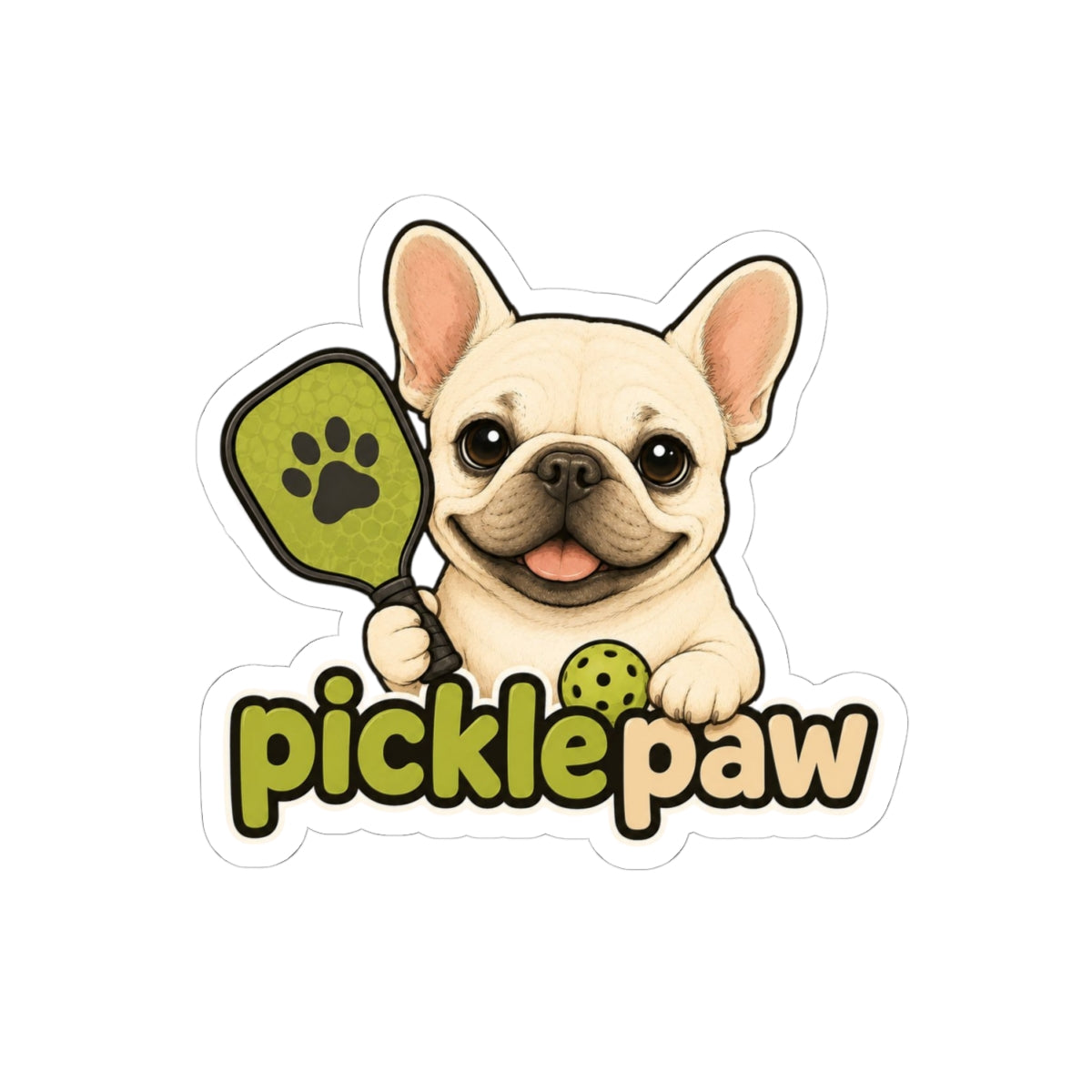 Picklepaw Cream French Bulldog Pickleball Sticker Cute Frenchie Decal  French Bulldog Sticker