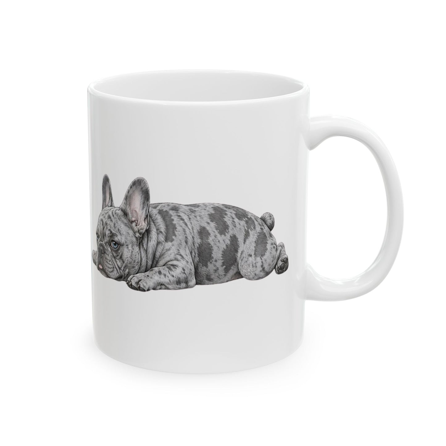 Cute Sleeping Tri Colour French Bulldog Mug Lazy Frenchie Coffee Cup  French Bulldog Mug (11oz, 15oz)