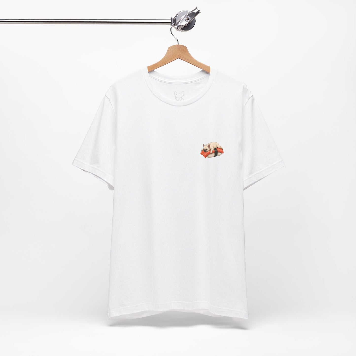 Cream Frenchie Salmon Sushi Pocket Shirt Cute French Bulldog Sushi Tee  Minimal Dog Lover Shirt