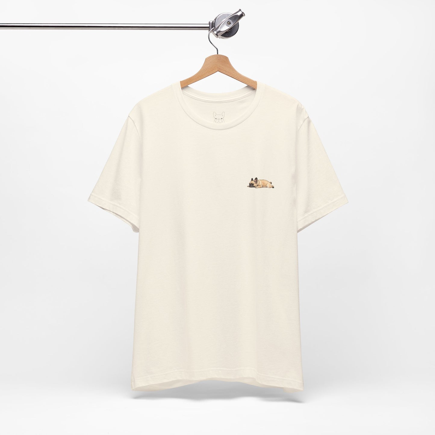 Minimal Fawn Sleeping French Bulldog Pocket Shirt Cute Frenchie Tee | French Bulldog Shirt